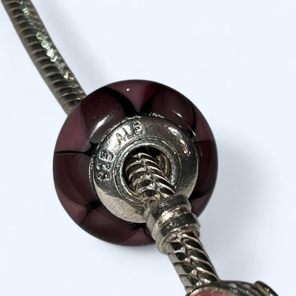 Pandora Silver and Murano glass Purple charm - Picture 3 of 7